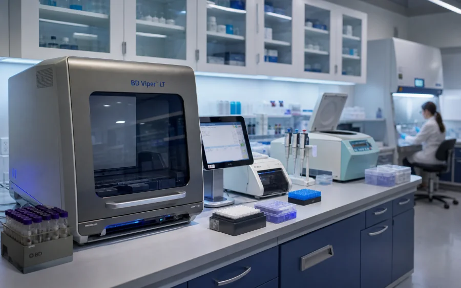 Laboratorio con sistema BD Viper LT y equipos de diagnóstico molecular
